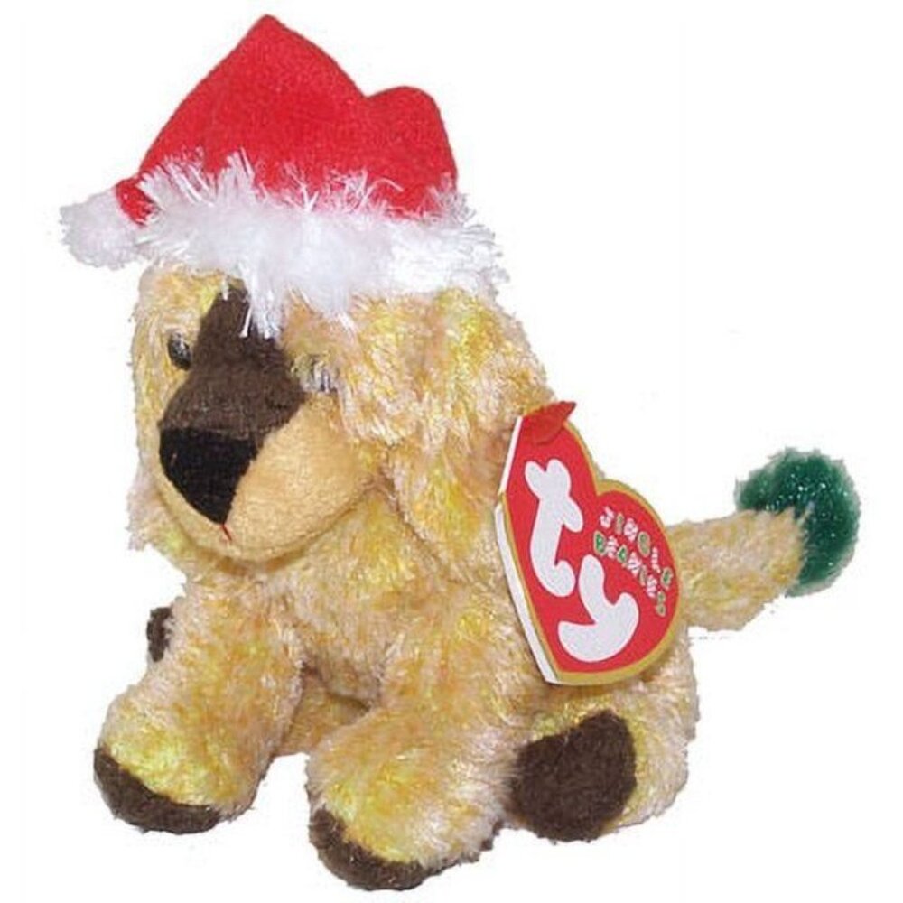 Ty Jingle Beanies Jinglepup Christmas Ornament Plush Hat White Trim Green Tail